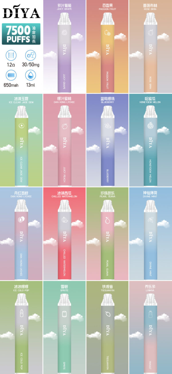 Diya 7500 Puffs 拋棄式電子煙｜大容量小煙 台灣現貨正品